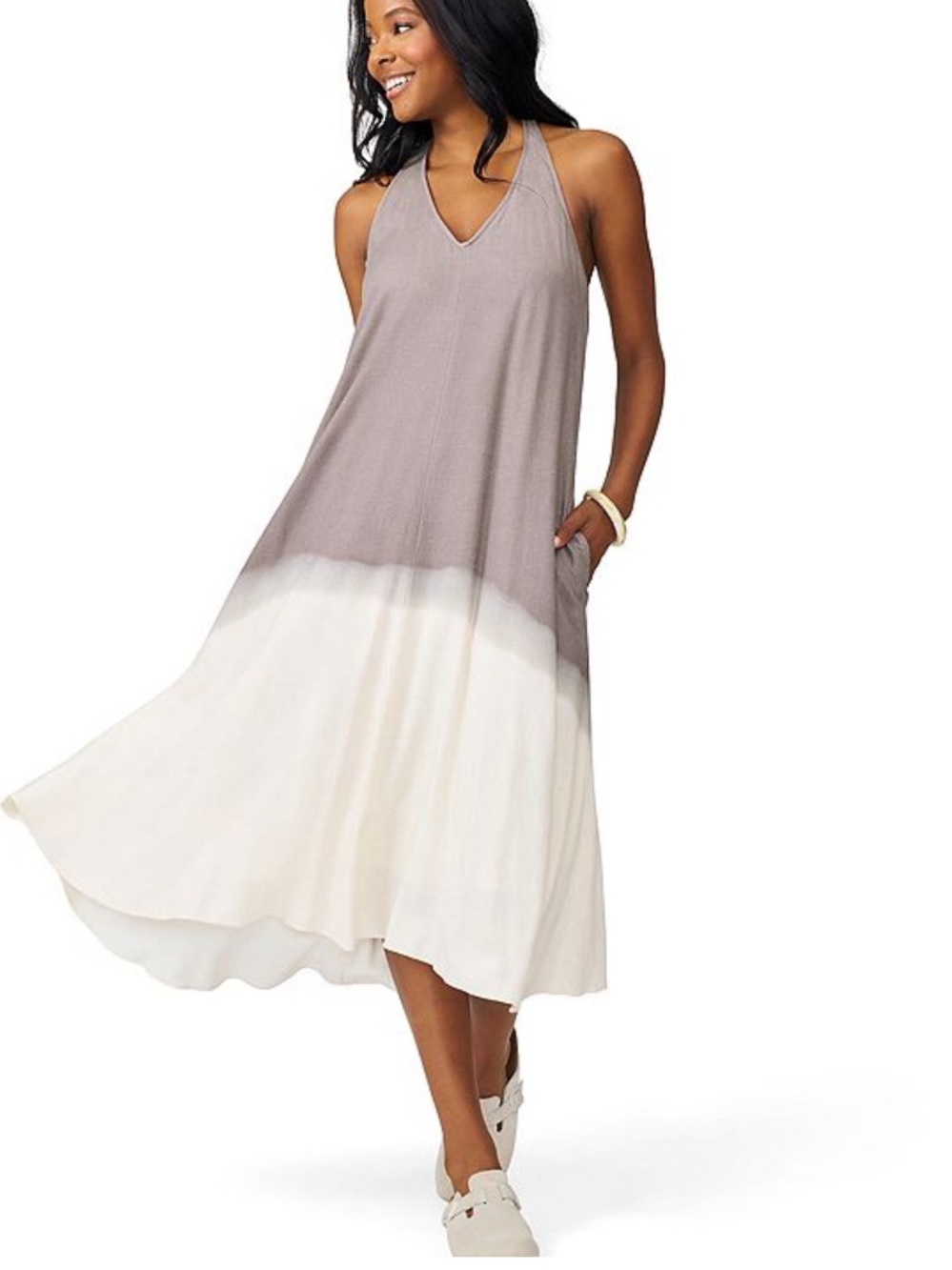 Grey & Gray halter Ombre Maxi Dress in Taupe and Ivory NWT